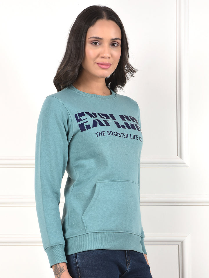 MISS FOREVER LIGHT GREEN PRINTED SWEATSHIRT