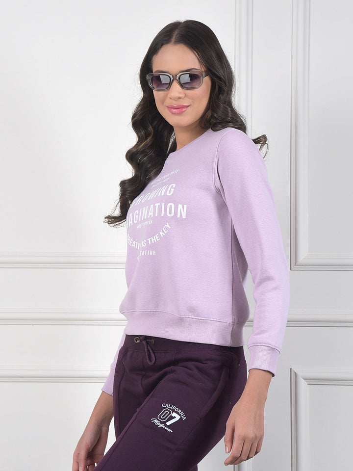 miss forever light purple printed sweatshirt