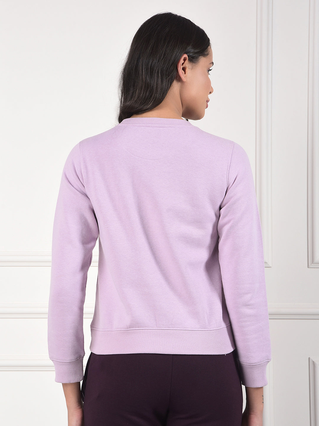 miss forever light purple printed sweatshirt