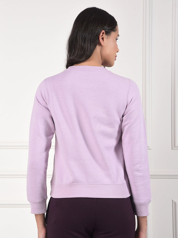 miss forever light purple printed sweatshirt
