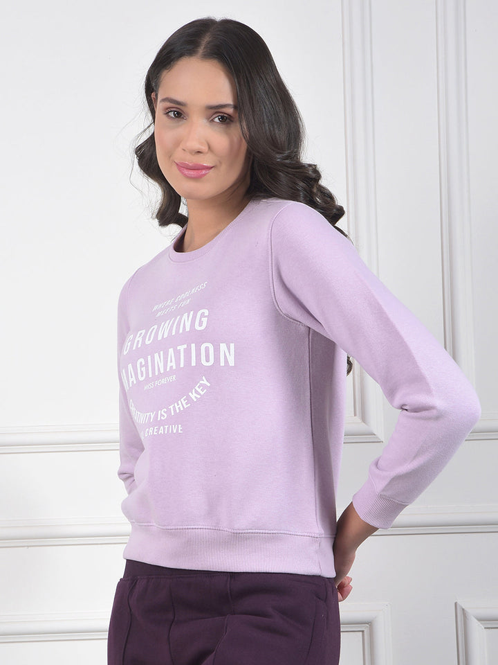 miss forever light purple printed sweatshirt