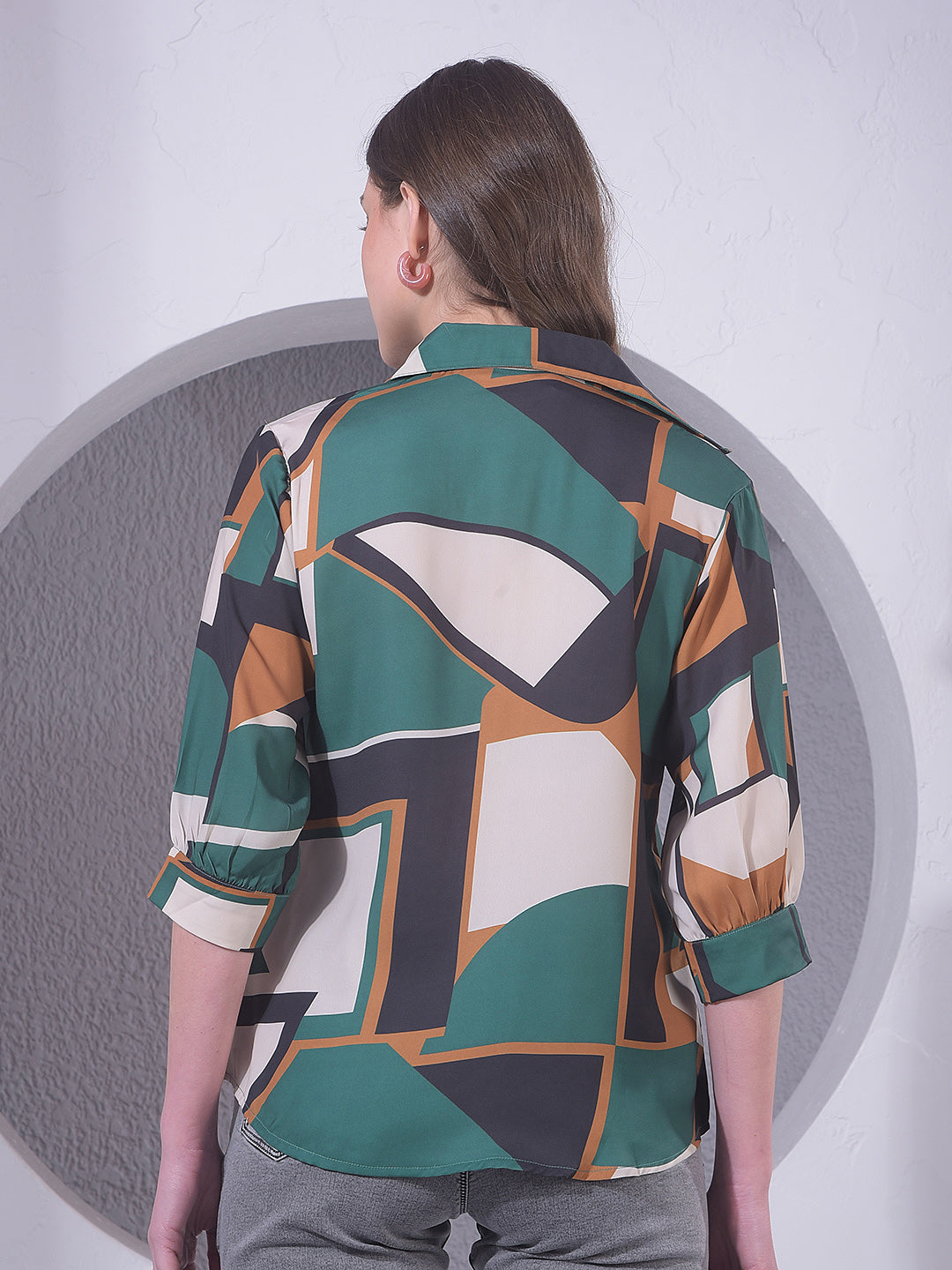 miss forever bottle green printed tunic