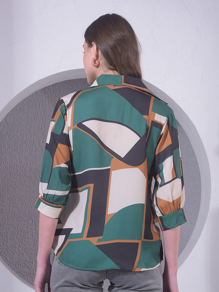 miss forever bottle green printed tunic