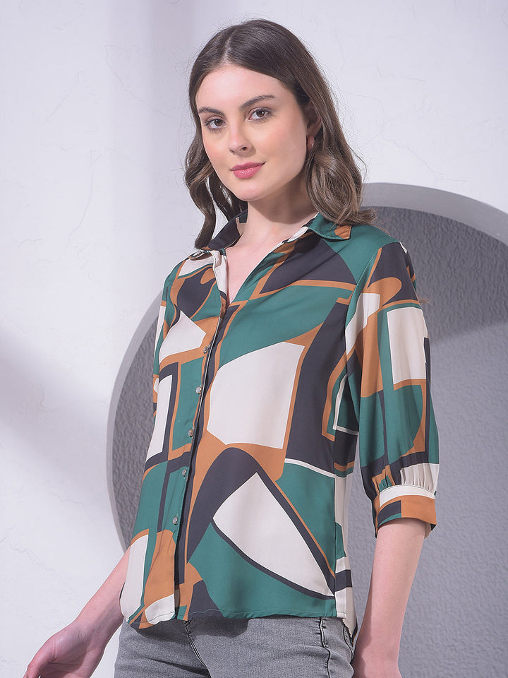 miss forever bottle green printed tunic