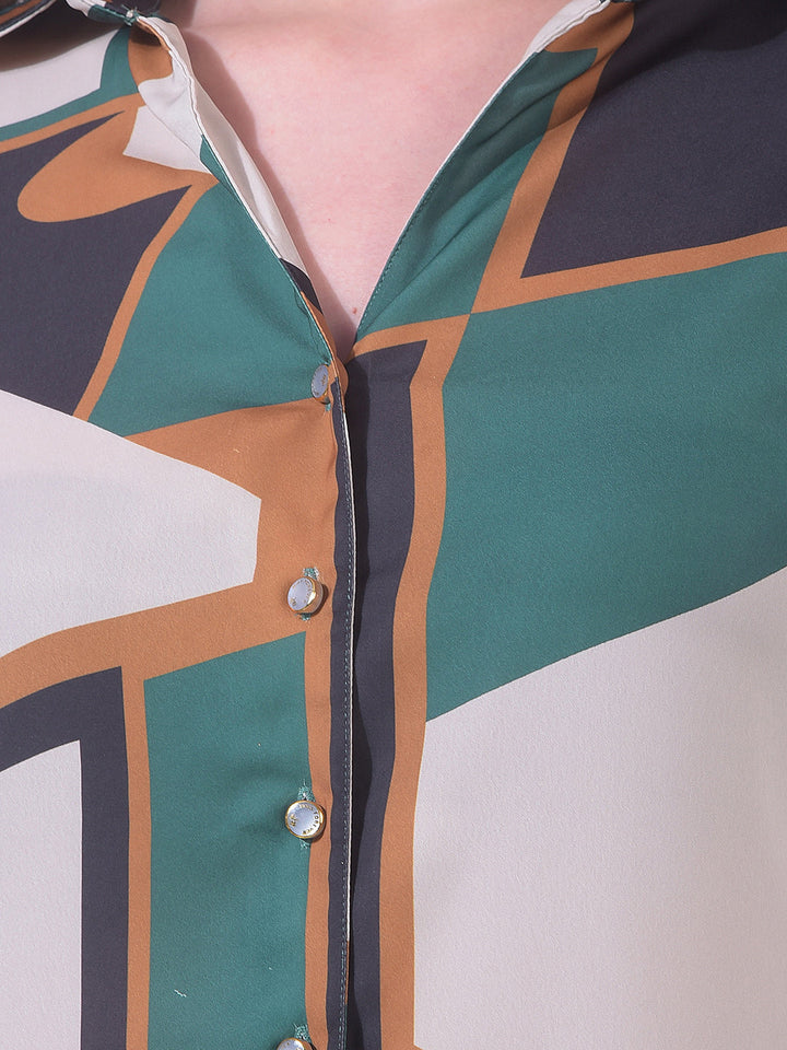 MISS FOREVER BOTTLE GREEN PRINTED TUNIC