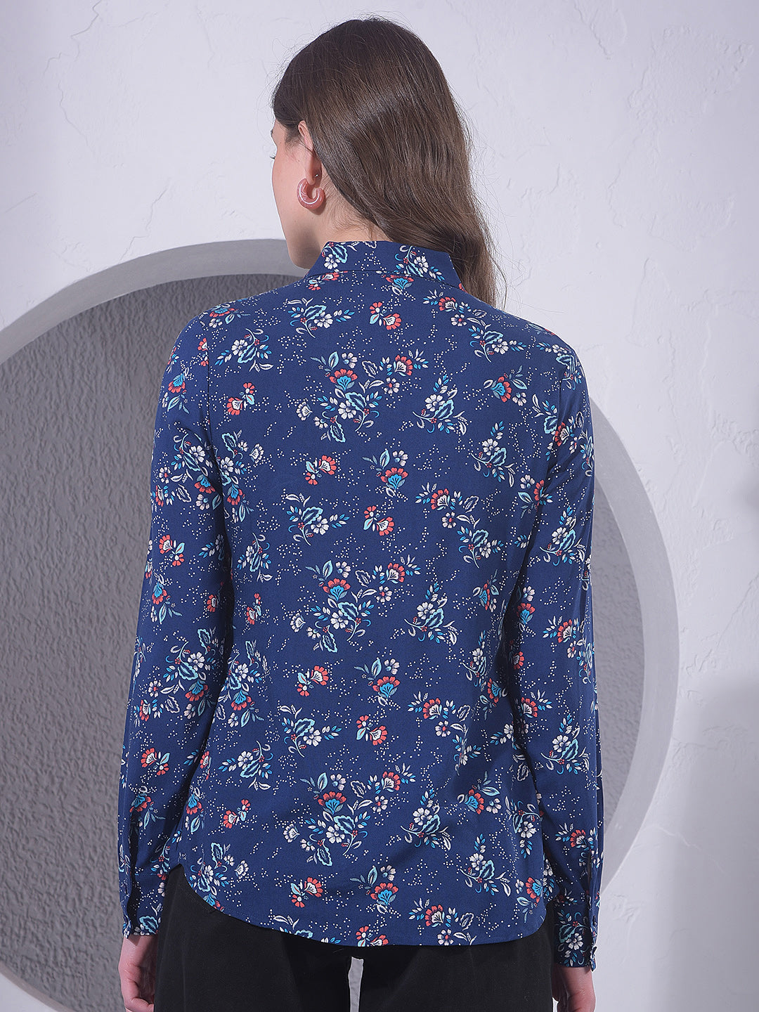 miss forever navy blue printed tunic