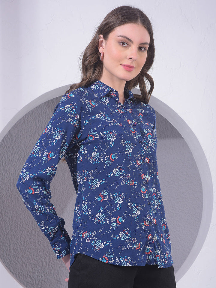 miss forever navy blue printed tunic