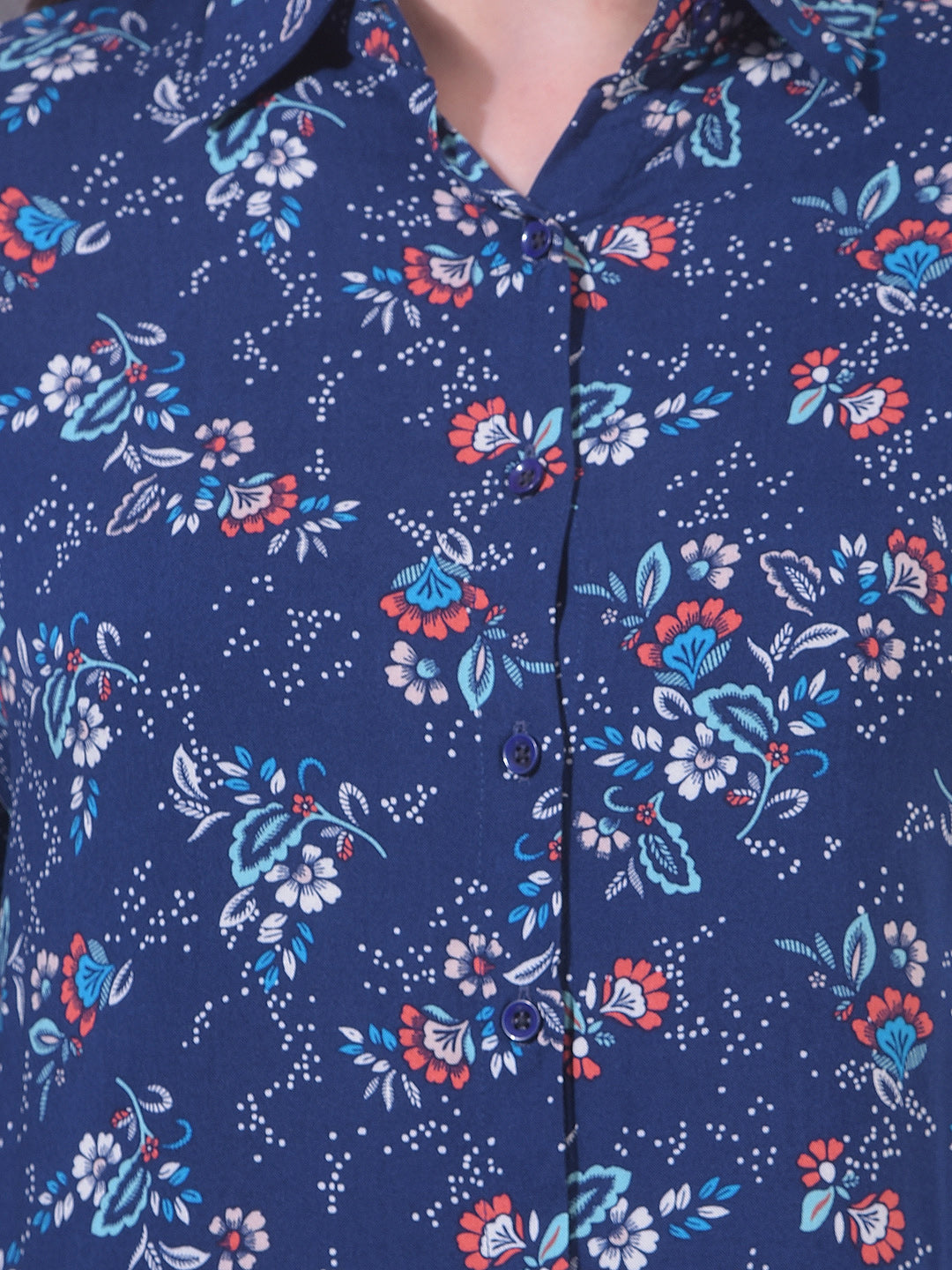 MISS FOREVER NAVY BLUE PRINTED TUNIC