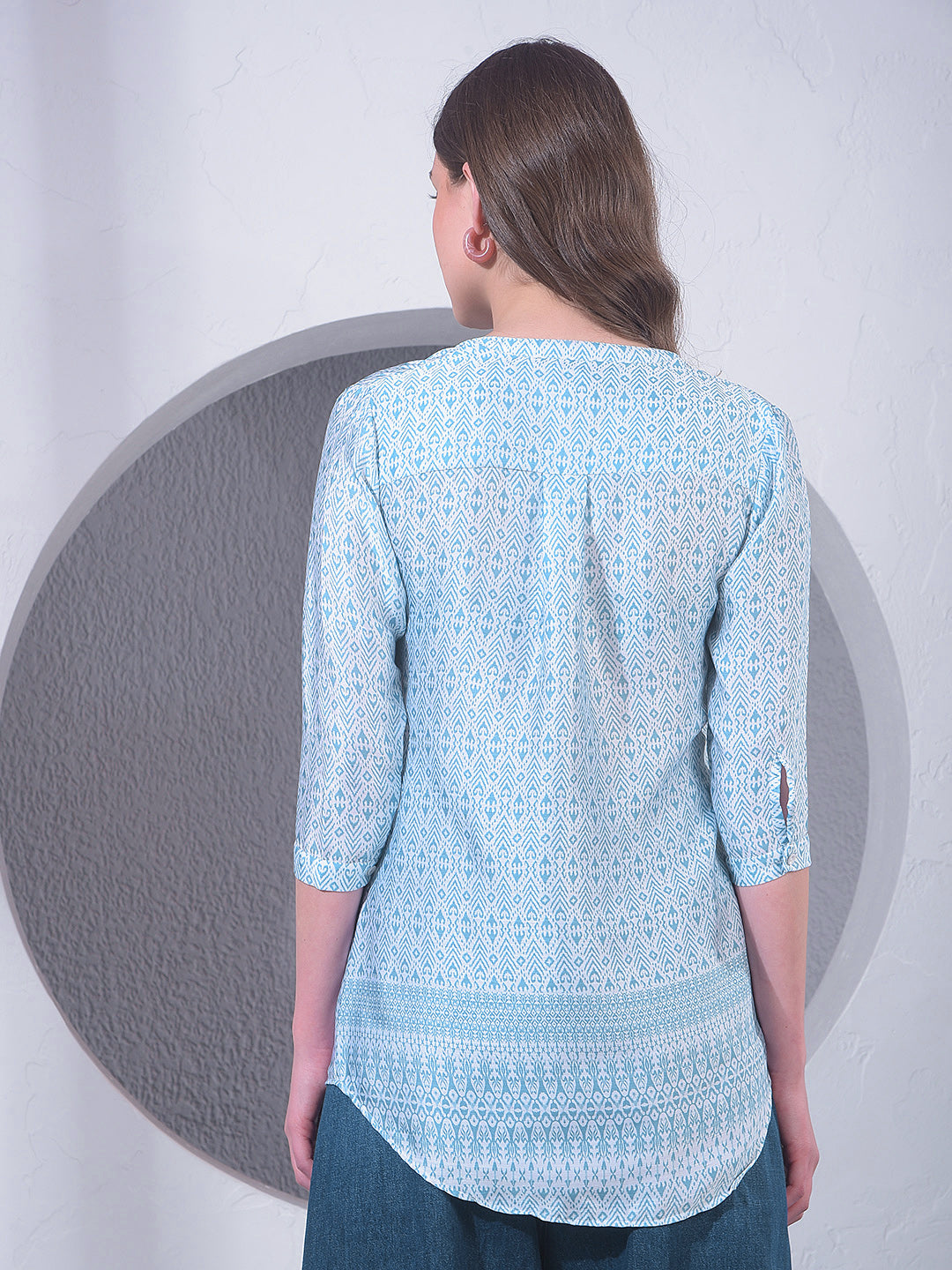 miss forever dark cyan printed tunic