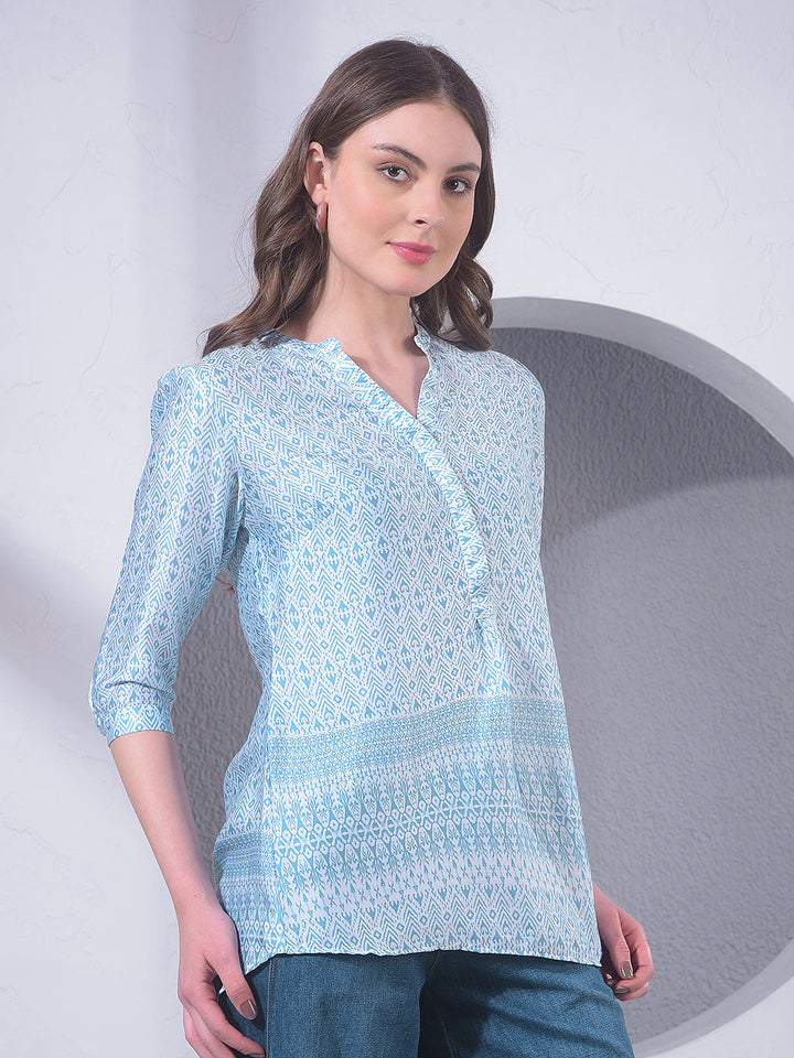 miss forever dark cyan printed tunic