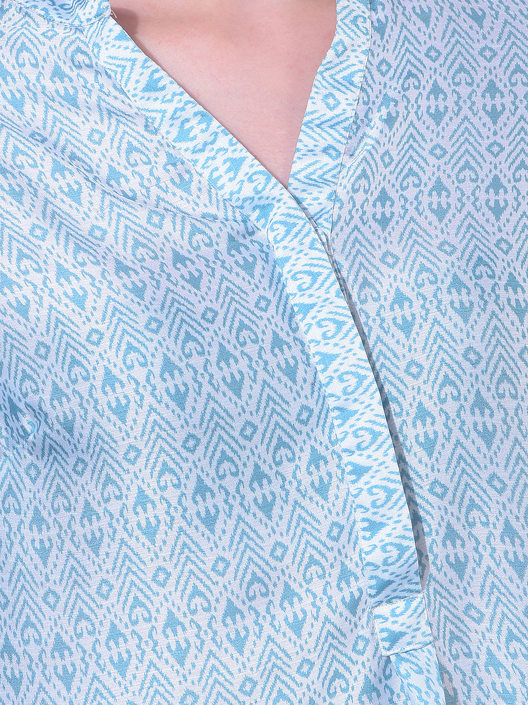 MISS FOREVER DARK CYAN PRINTED TUNIC