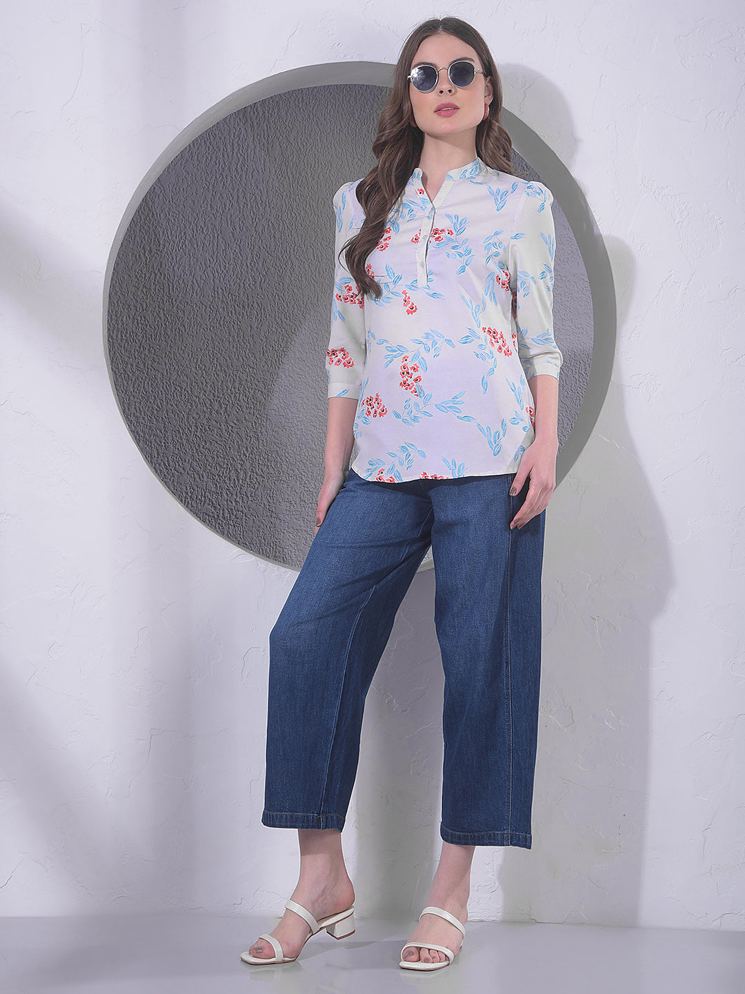 miss forever off white printed tunic