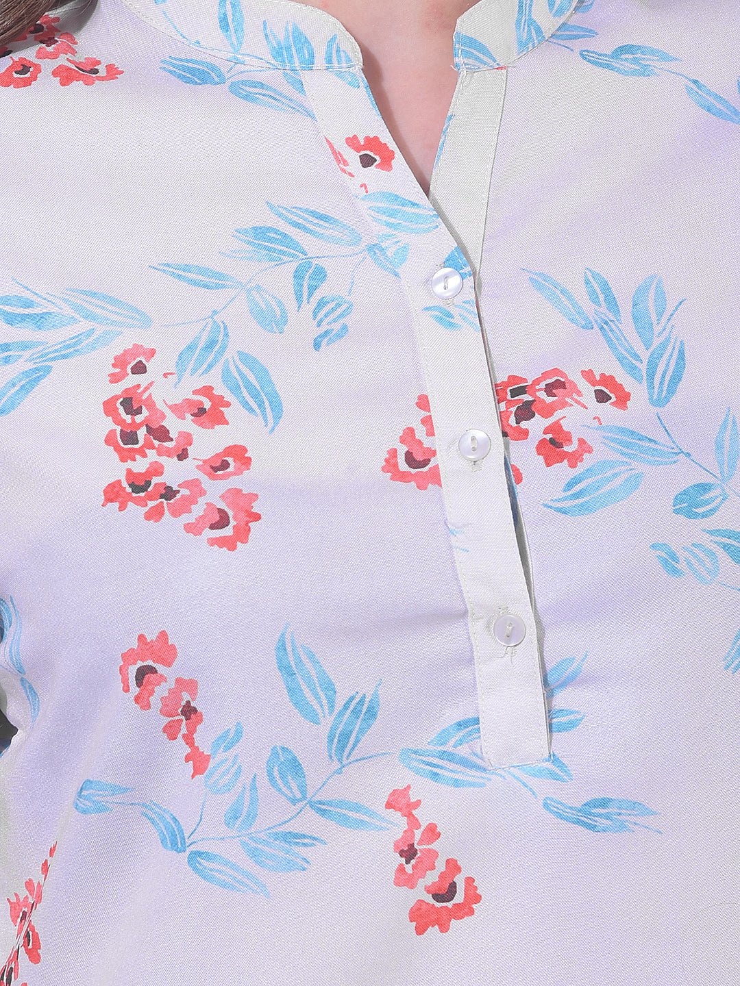 MISS FOREVER OFF WHITE PRINTED TUNIC