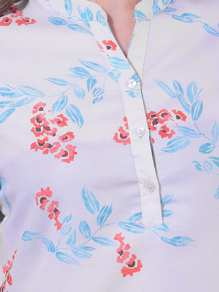 MISS FOREVER OFF WHITE PRINTED TUNIC