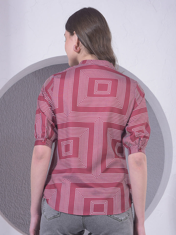 miss forever mehroon printed tunic