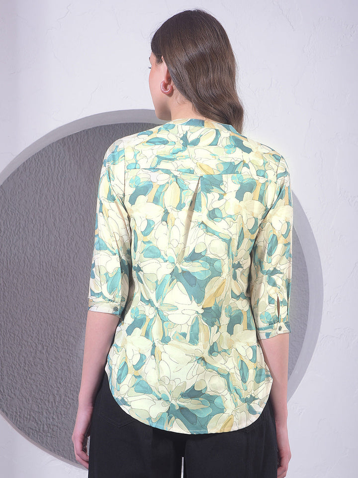 miss forever light green printed tunic
