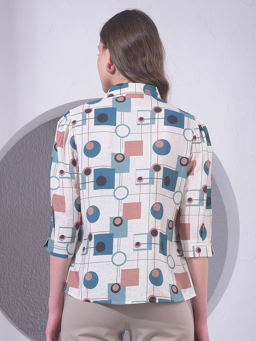 miss forever cream printed tunic