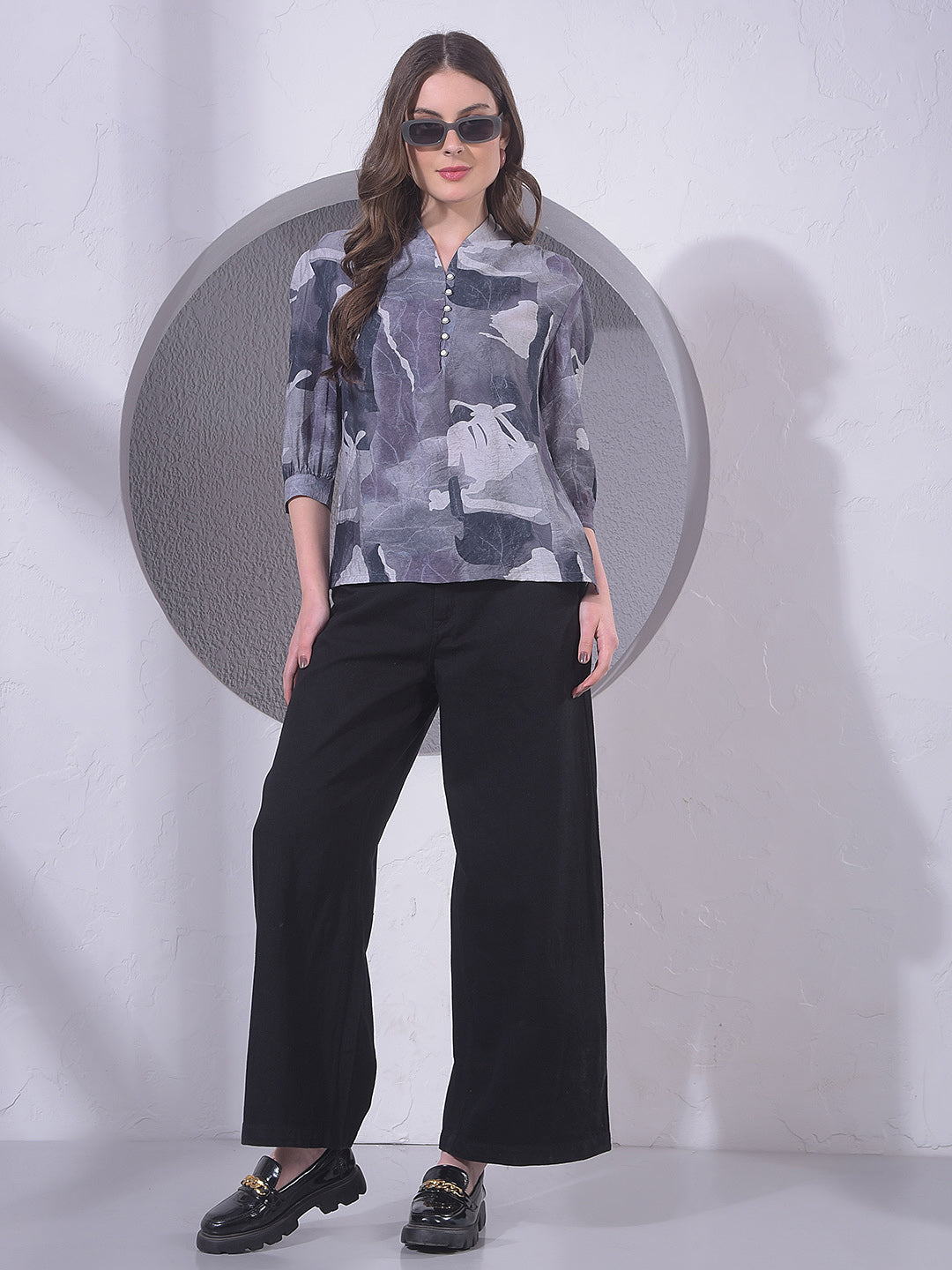 miss forever green printed tunic