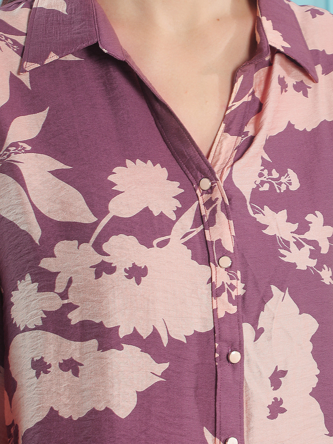 Wine Printed V-Neck Tunic