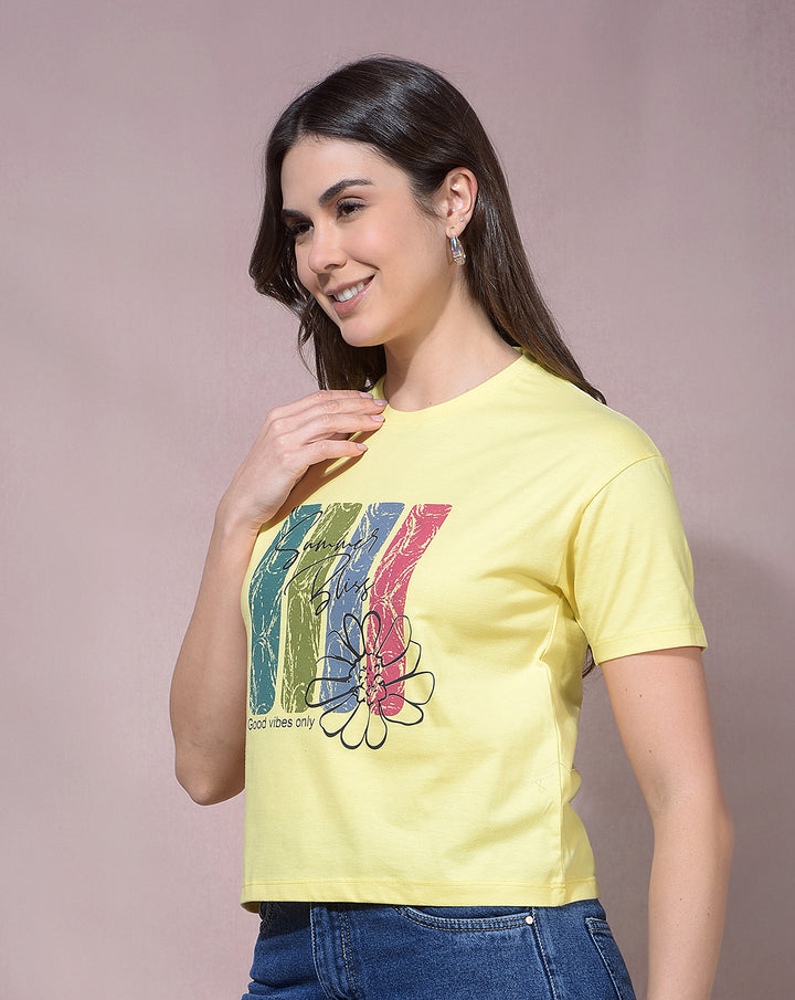 miss forever yellow printed top
