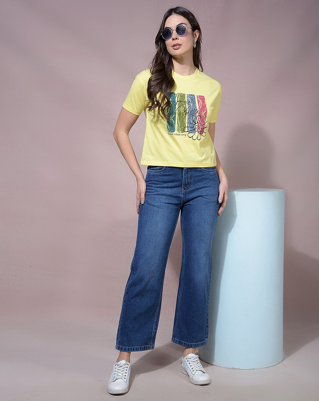 MISS FOREVER YELLOW PRINTED TOP
