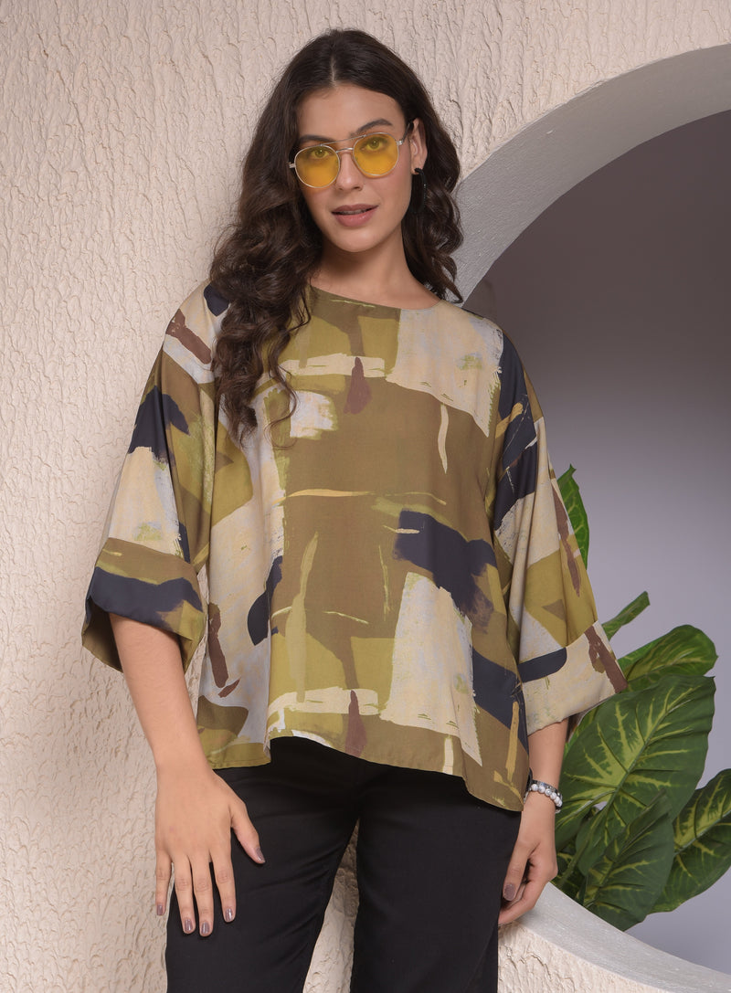 miss forever green woven top