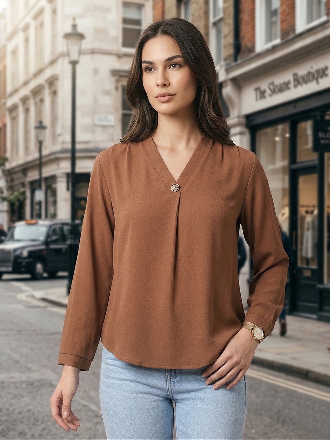 miss forever light brown solid top