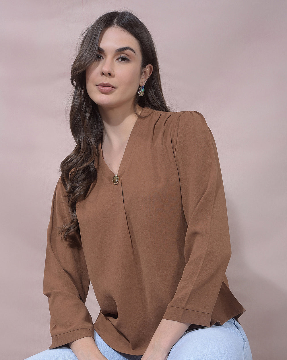 miss forever light brown solid top
