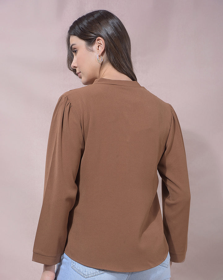 miss forever light brown solid top