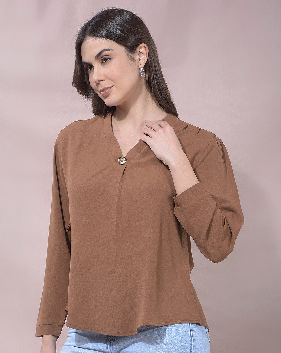 miss forever light brown solid top