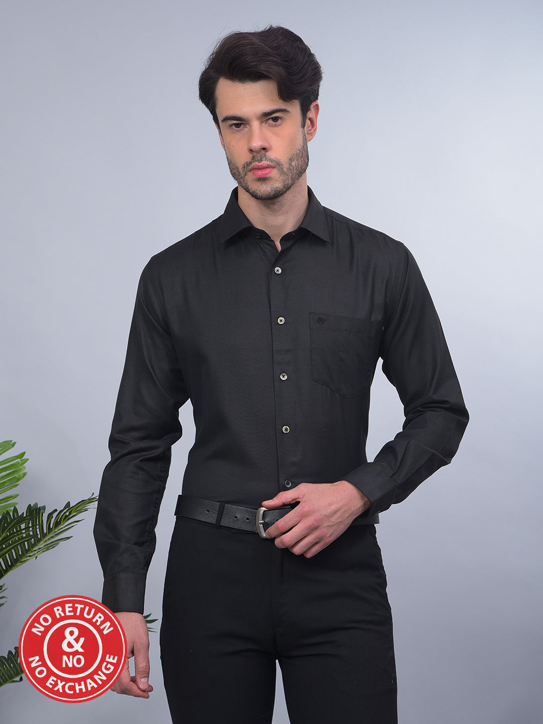 COBB SOLID DARK OLIVE SMART-FIT FORMAL SHIRT