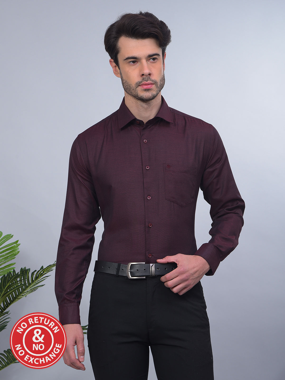 COBB SOLID WINE SMART-FIT FORMAL SHIRT