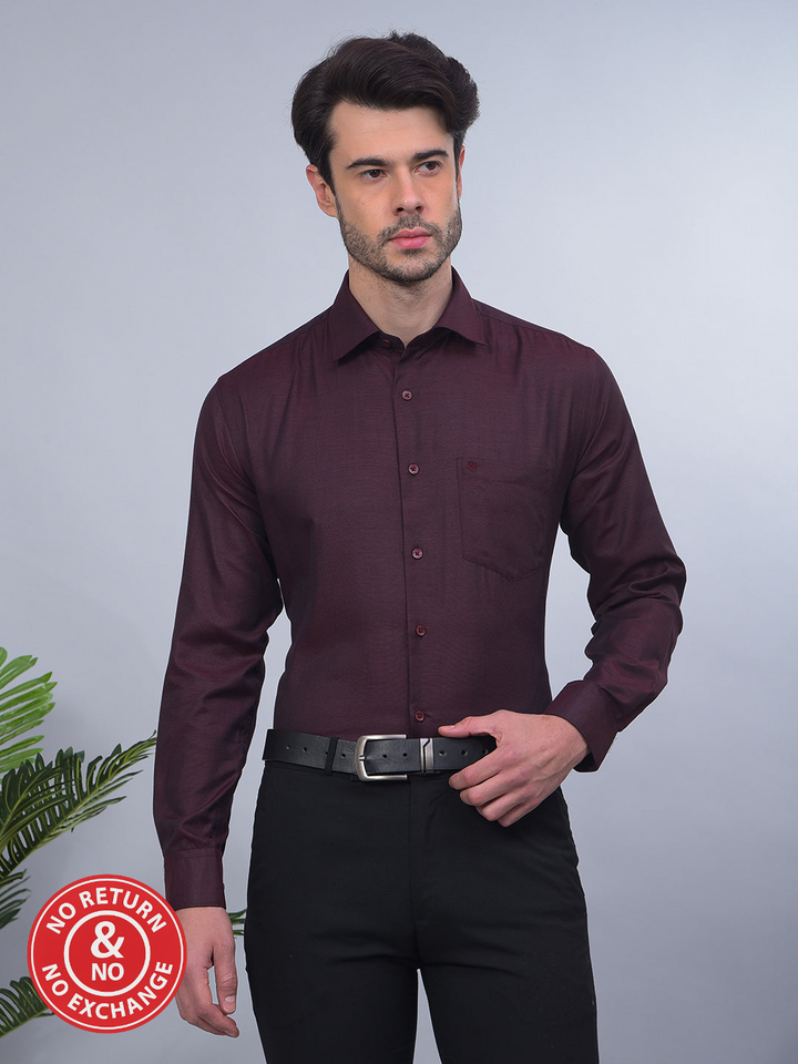 COBB SOLID WINE SMART-FIT FORMAL SHIRT