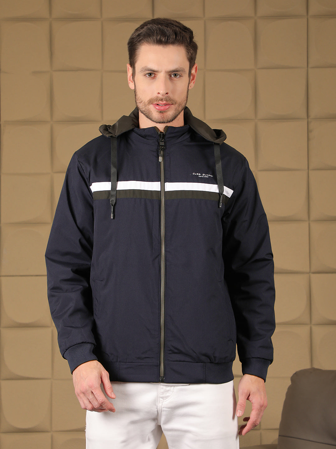 COBB SOLID NAVY OLIVE REVERSIBLE HOODED JACKET