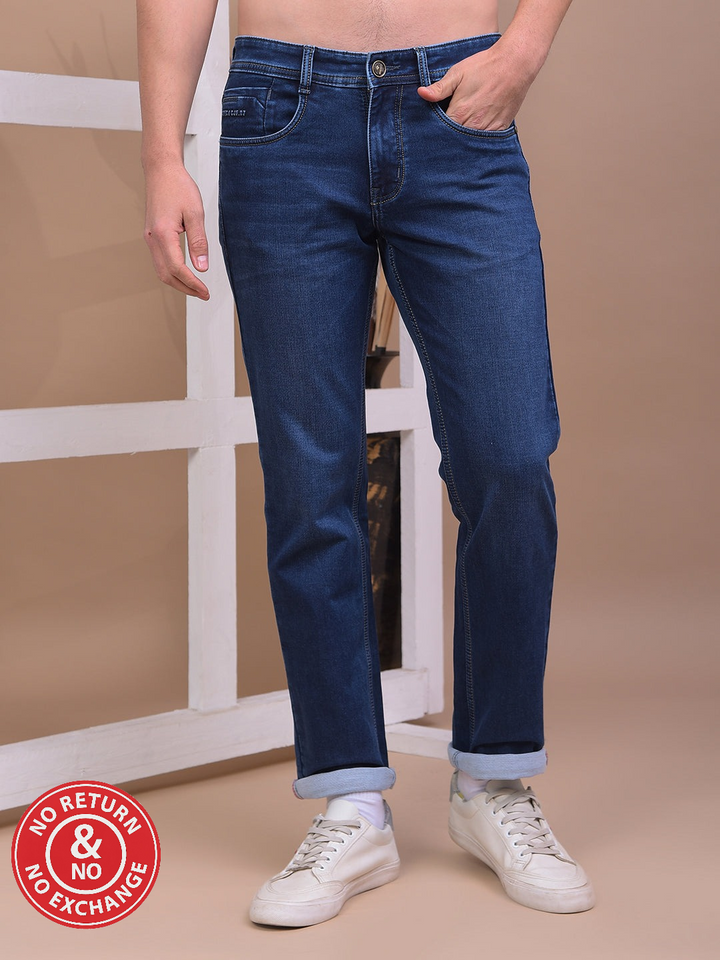 COBB DARK BLUE STRAIGHT-FIT PREMIUM JEANS