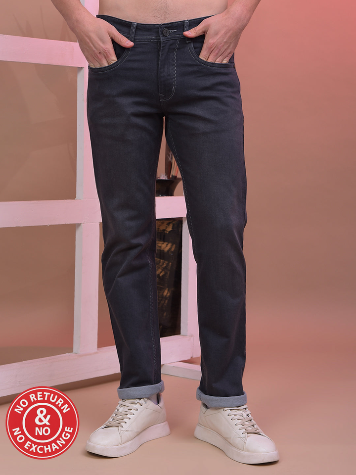 COBB DARK GREY STRAIGHT-FIT PREMIUM JEANS