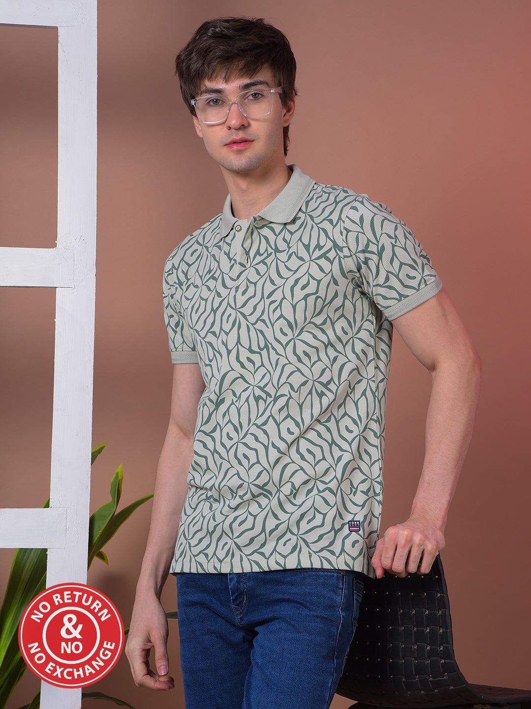 COBB MEHANDI PRINTED POLO NECK T-SHIRT
