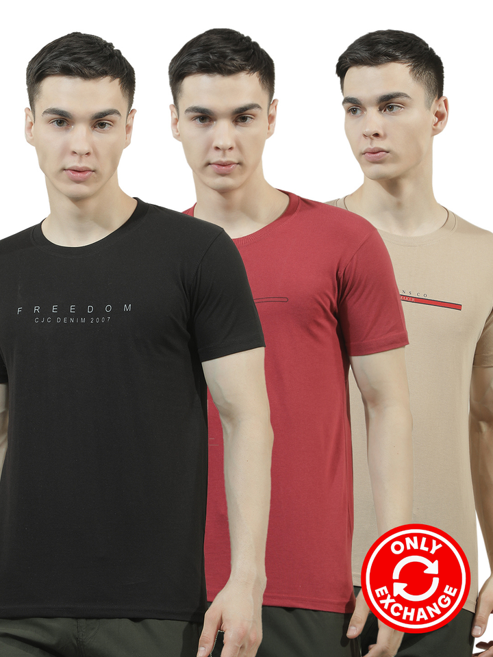 COBB ASSORTED PACK OF 3 ROUND NECK T-SHIRT