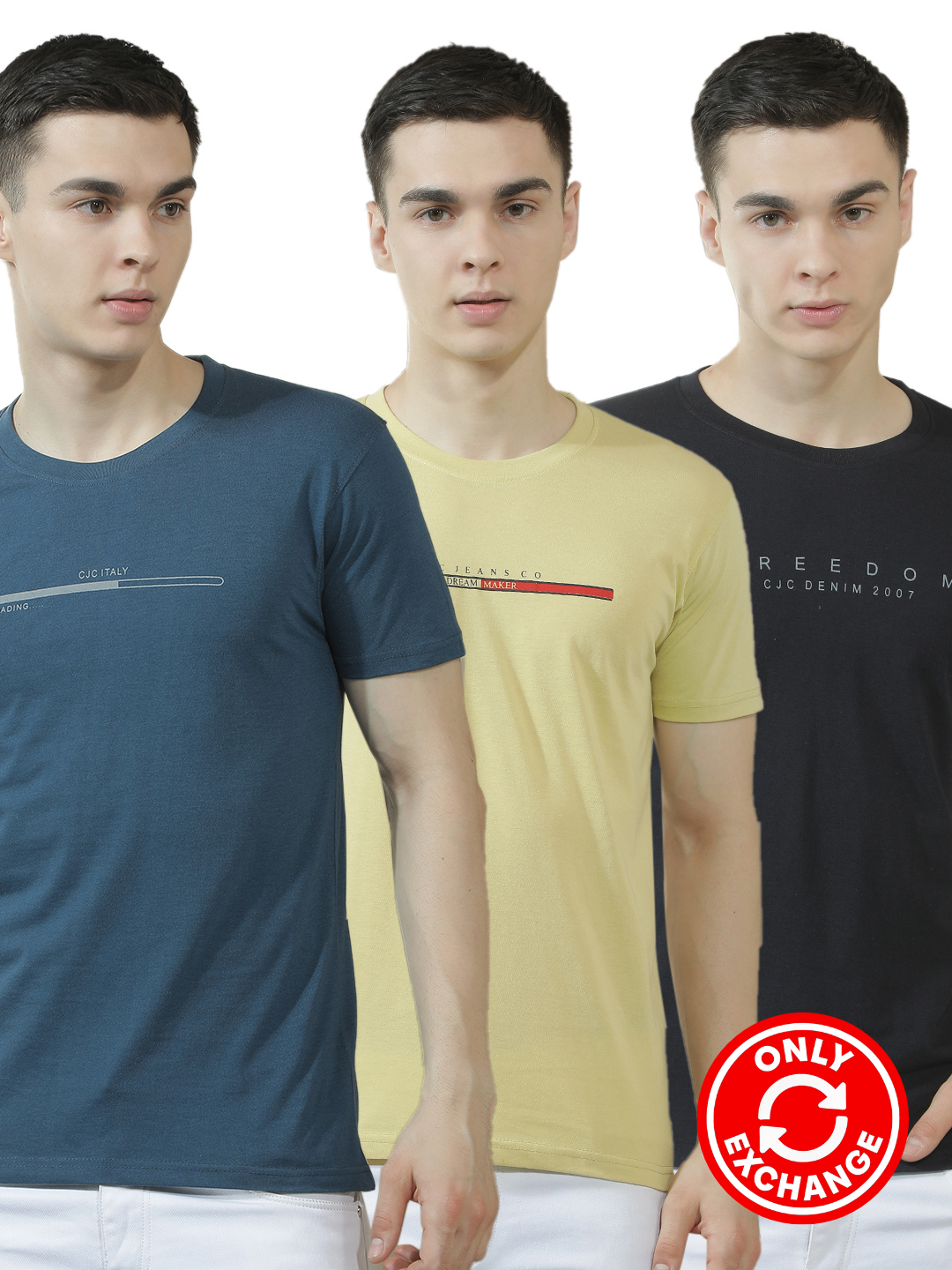 COBB ASSORTED PACK OF 3 ROUND NECK T-SHIRT
