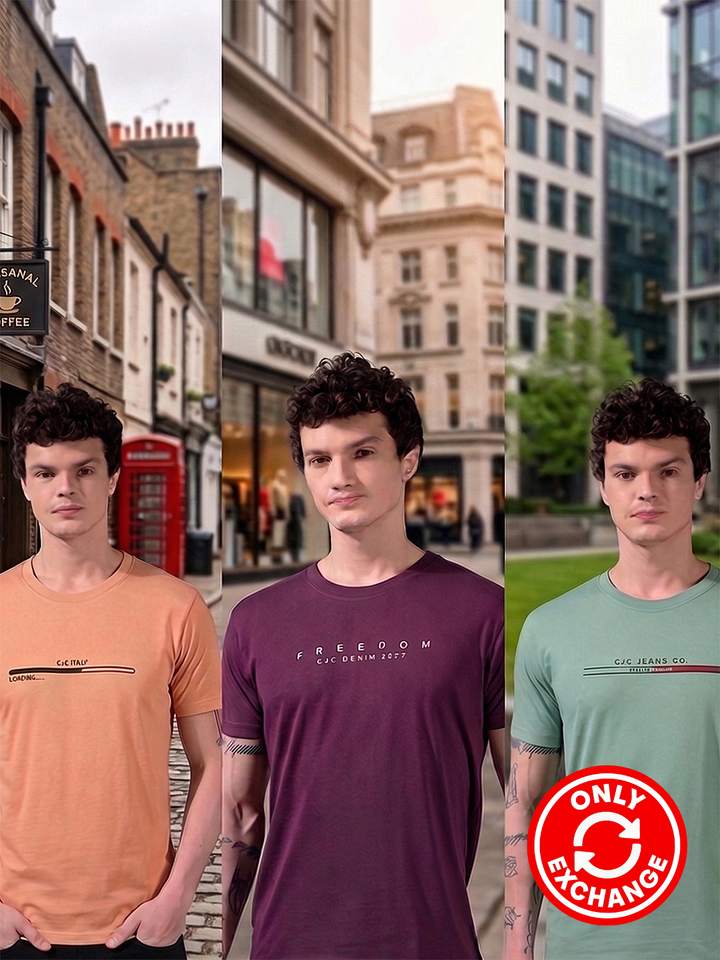 COBB MEN'S PACK OF 3 ASSORTED ROUND NECK T-SHIRT