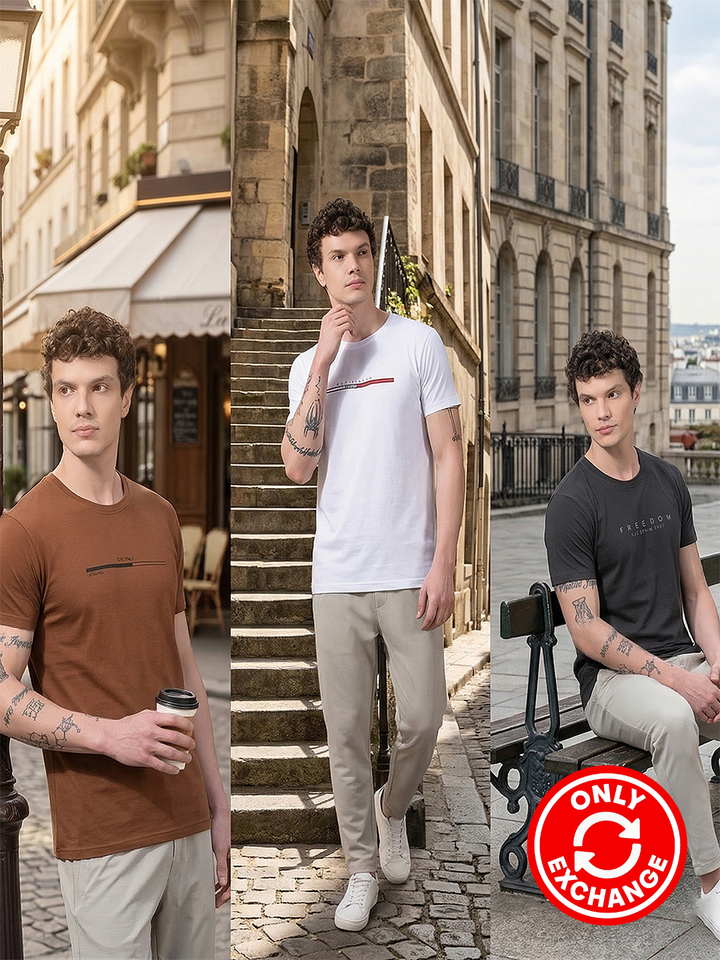 COBB ASSORTED PACK OF 3 ROUND NECK T-SHIRT