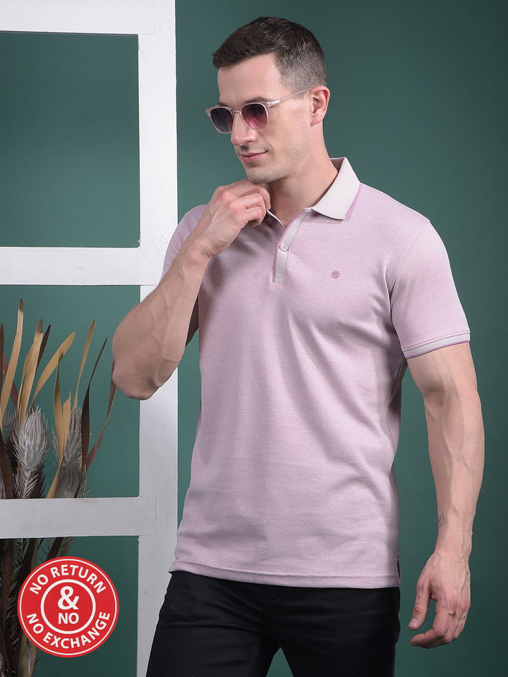 COBB SOLID MAUVE POLO NECK T-SHIRT