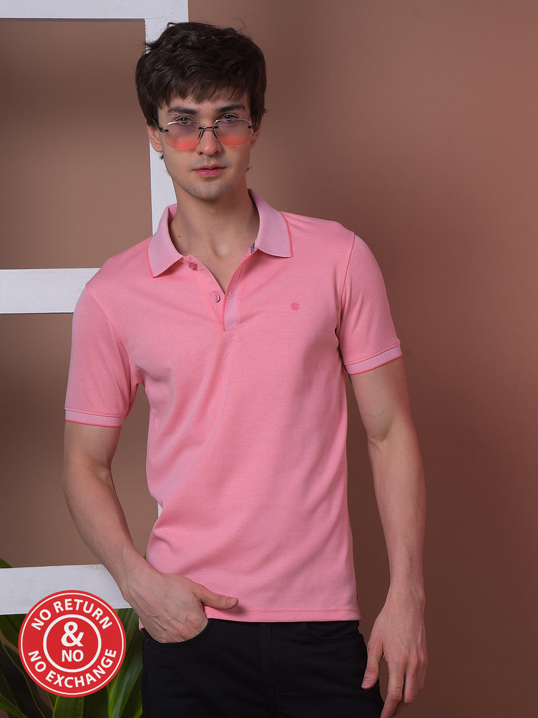 COBB SOLID PINK POLO NECK T-SHIRT