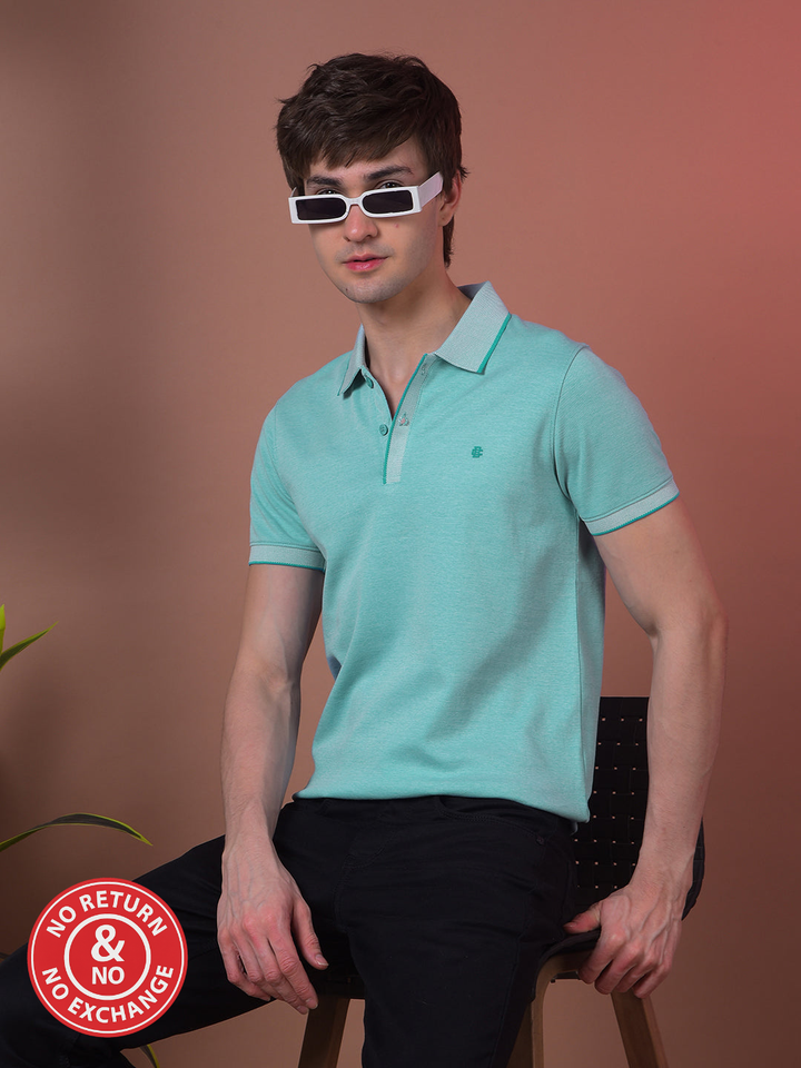 COBB SOLID SEA GREEN POLO NECK T-SHIRT