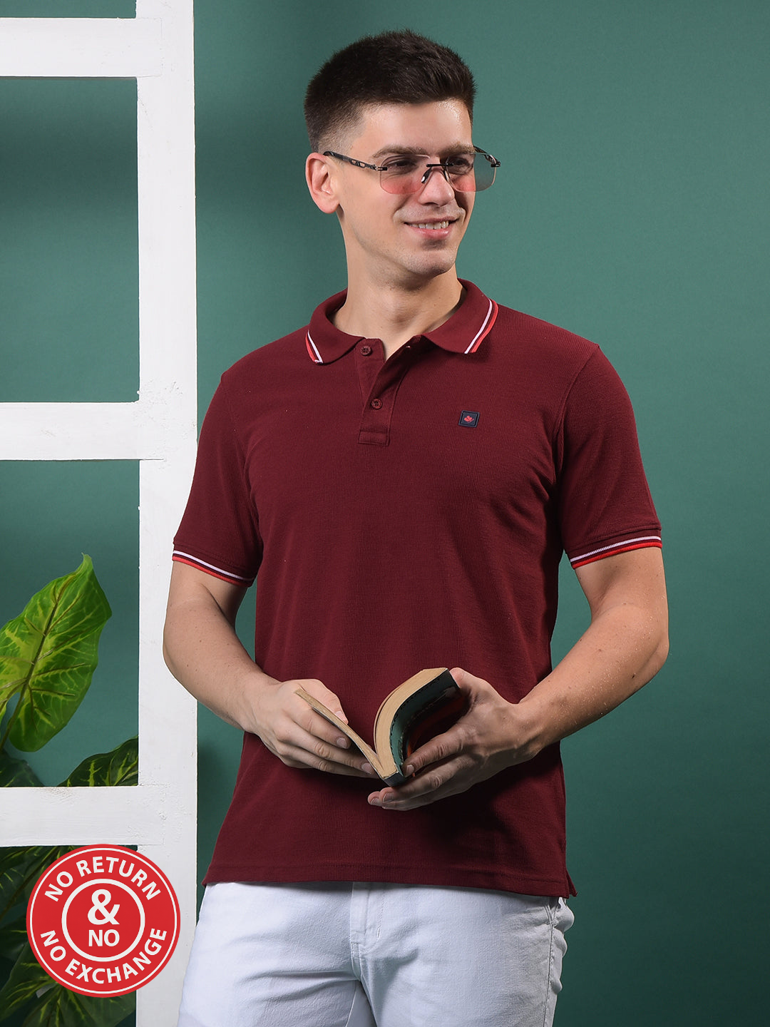 COBB SOLID MAROON POLO NECK T-SHIRT