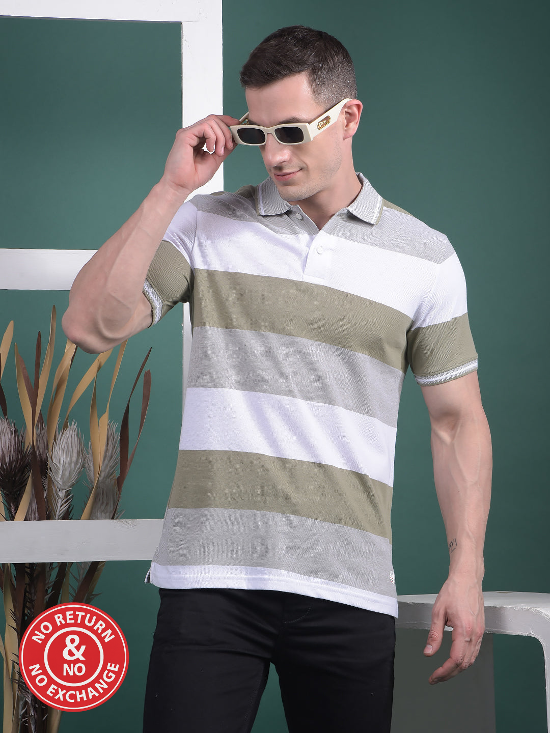 COBB MEHANDI COLORBLOCK POLO NECK T-SHIRT