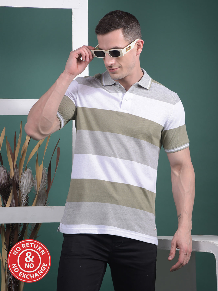 COBB MEHANDI COLORBLOCK POLO NECK T-SHIRT