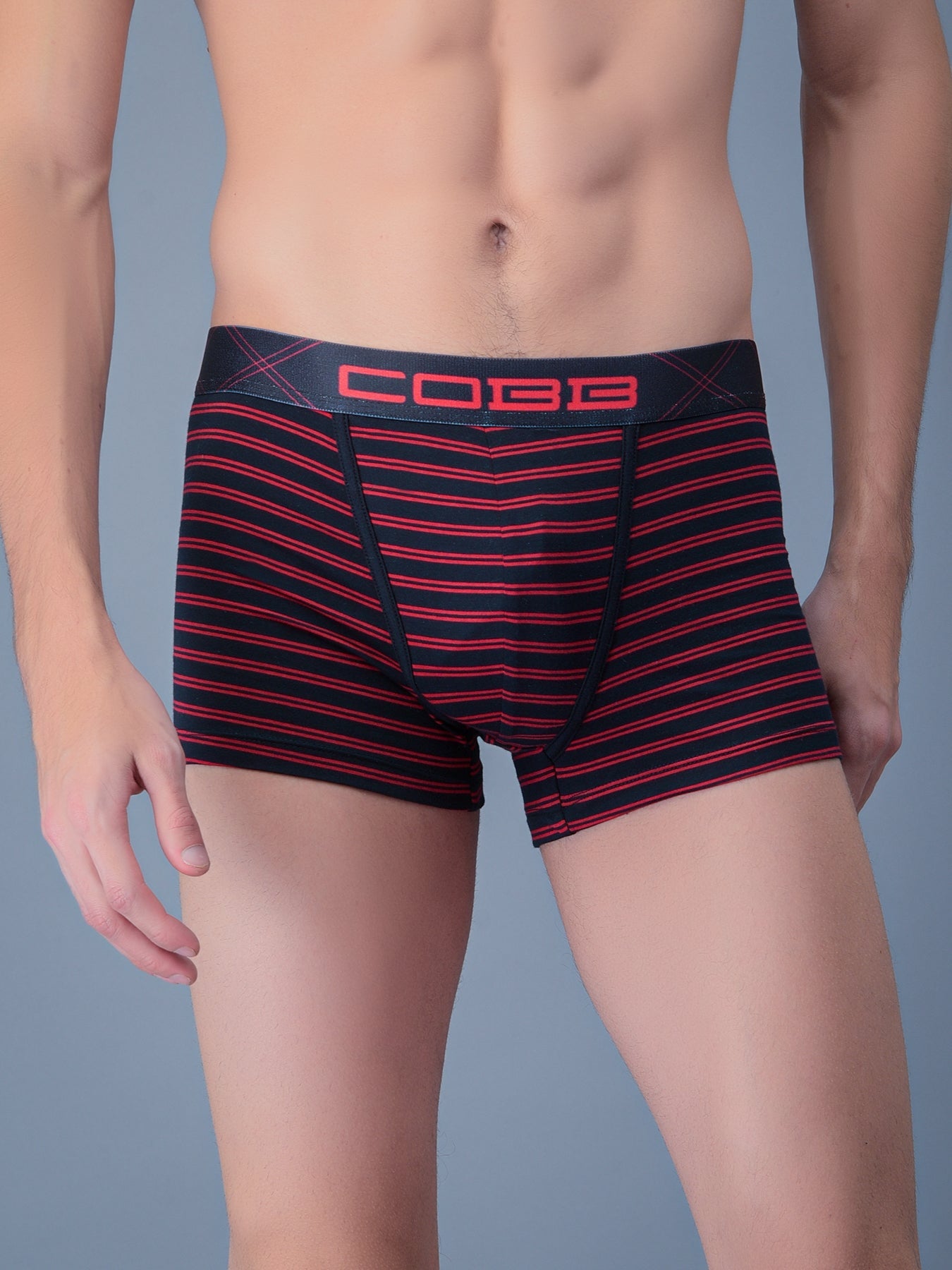 Cobb Red Men Striped Trunk Red