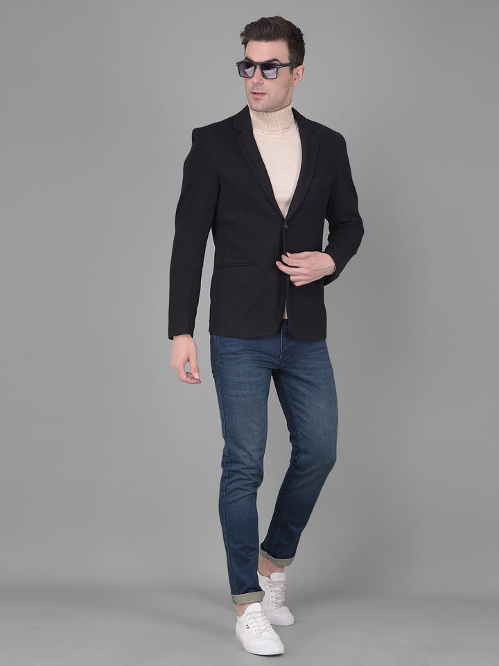 COBB SOLID BLACK CASUAL BLAZER