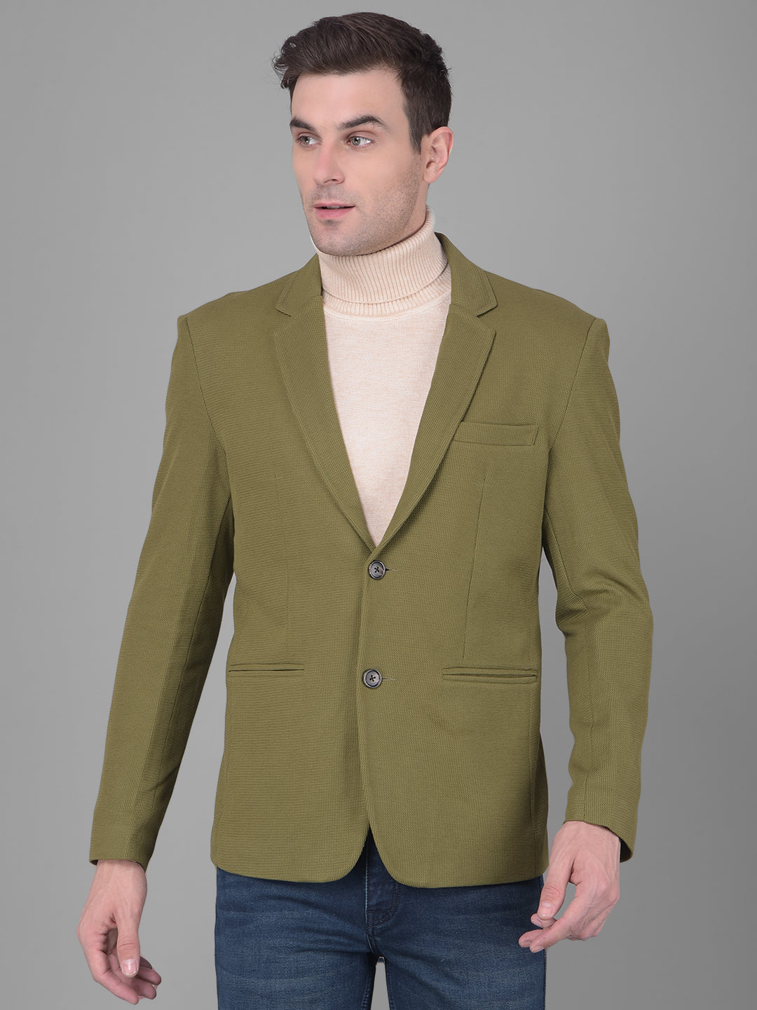 cobb solid olive casual blazer